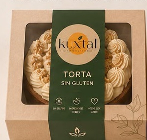 Torta artesanal sin gluten en caja kraft